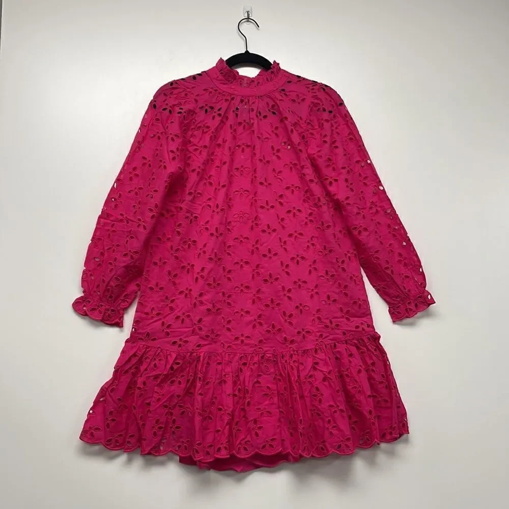 J. Crew Ruffleneck mini dress in eyelet* - Picture 3 of 6
